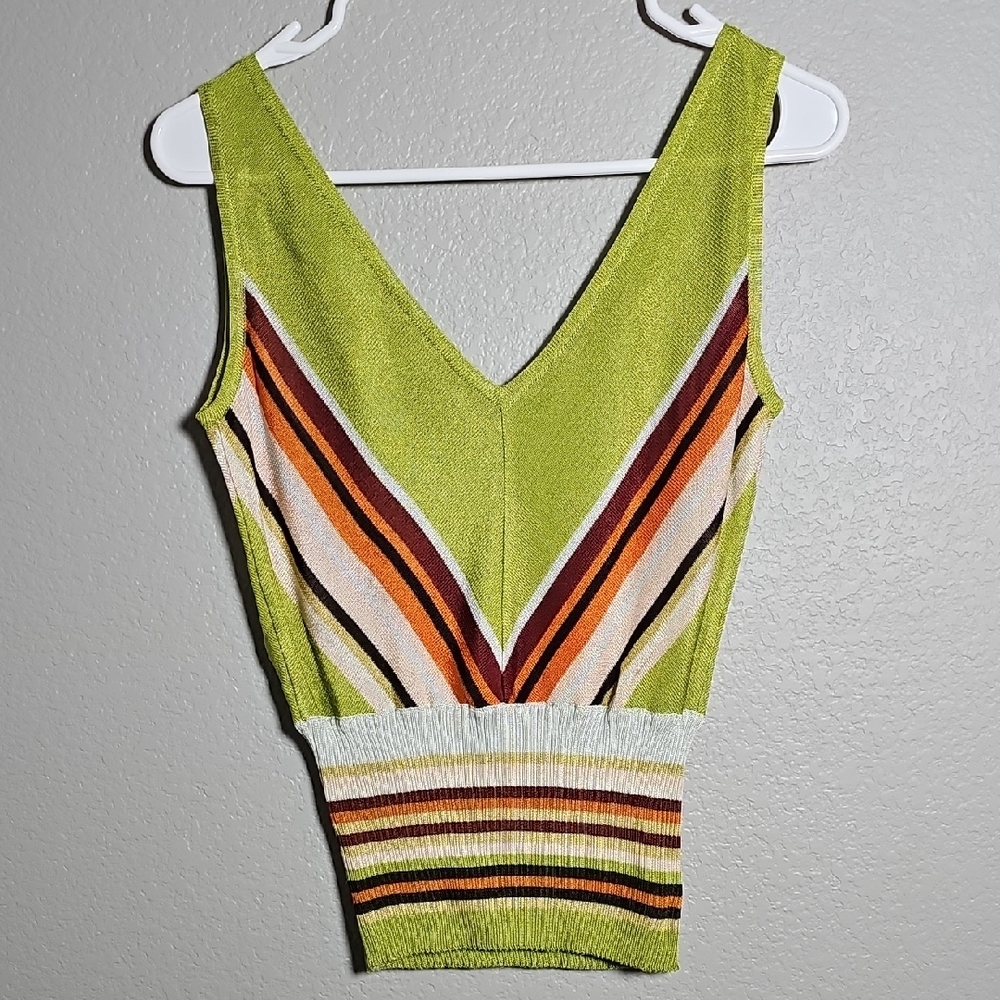 M by Missoni Lime Green Chevron Tank Top - Picture 2 of 7